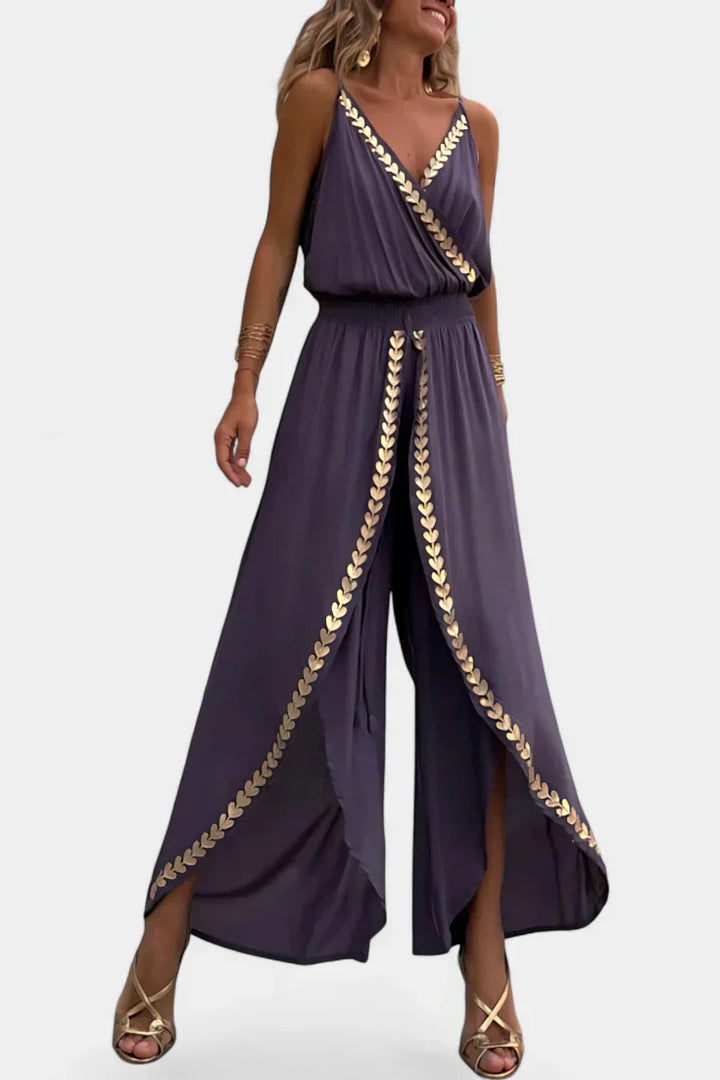 Evelisse | Gold Detail Evening Jumpsuit