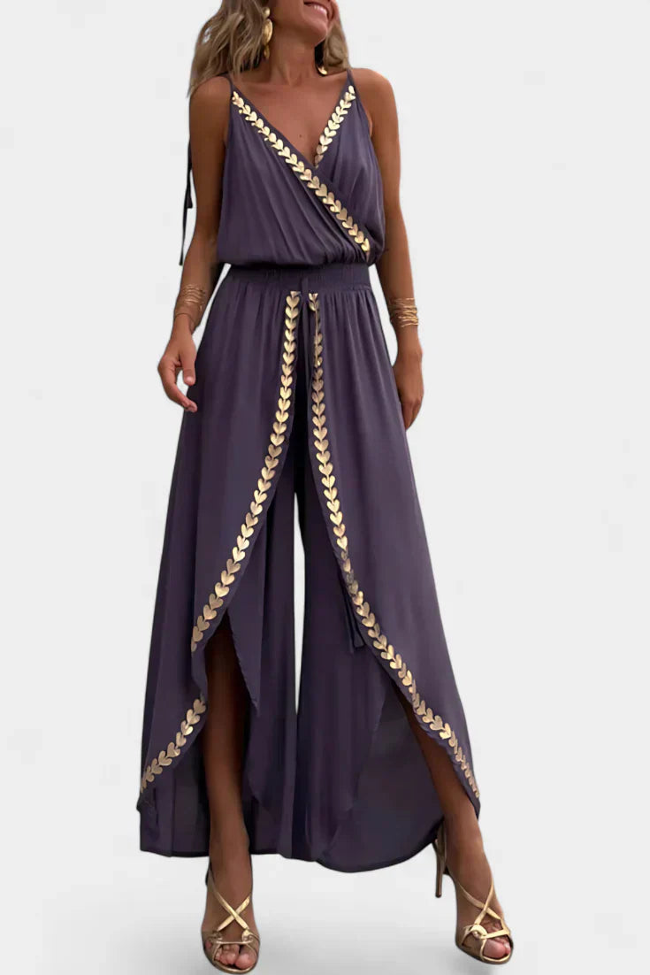 Evelisse | Gold Detail Evening Jumpsuit