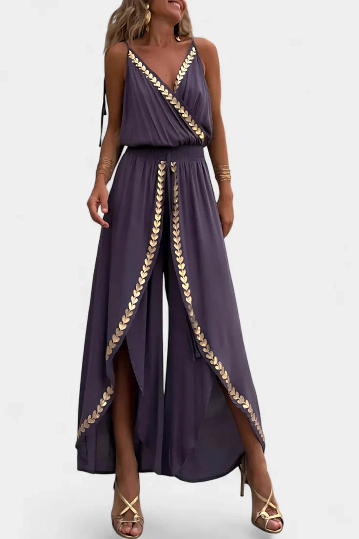 Evelisse | Gold Detail Evening Jumpsuit