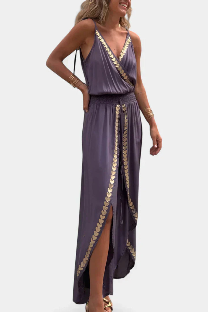 Evelisse | Gold Detail Evening Jumpsuit