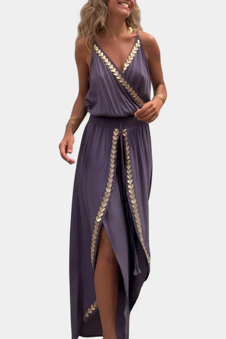 Evelisse | Gold Detail Evening Jumpsuit