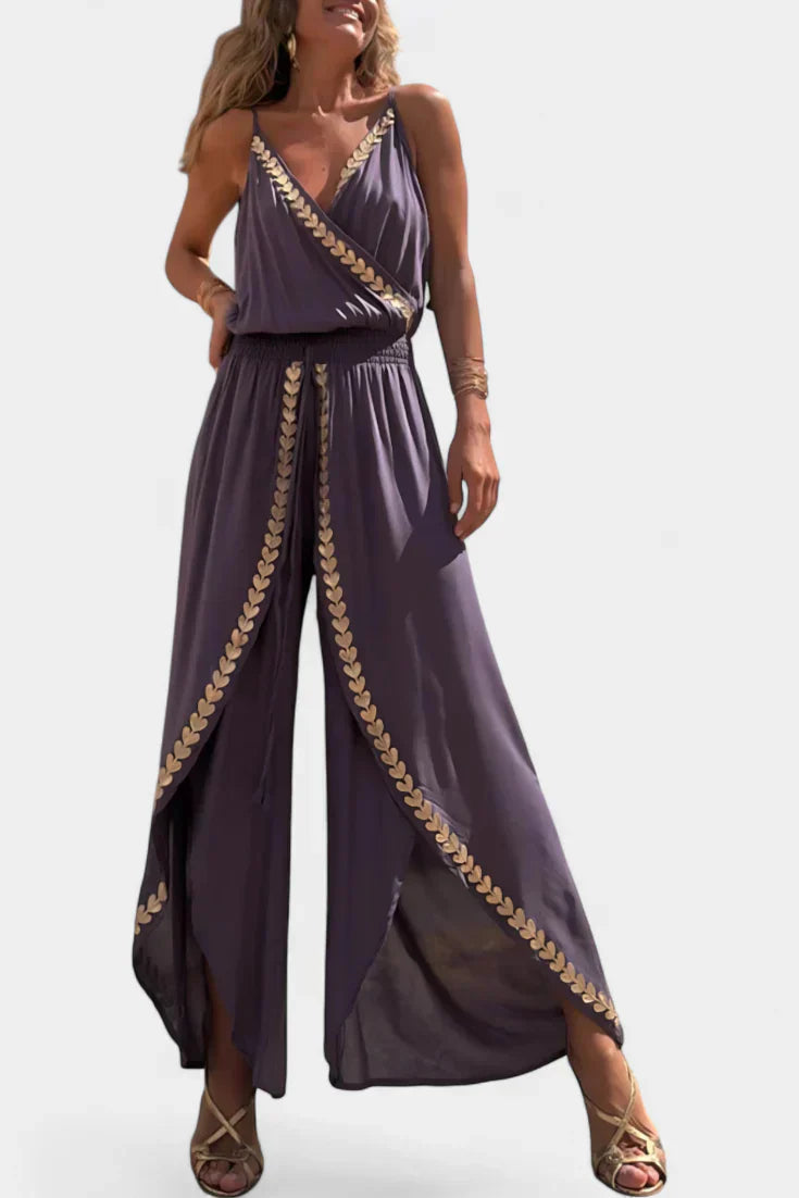 Evelisse | Gold Detail Evening Jumpsuit