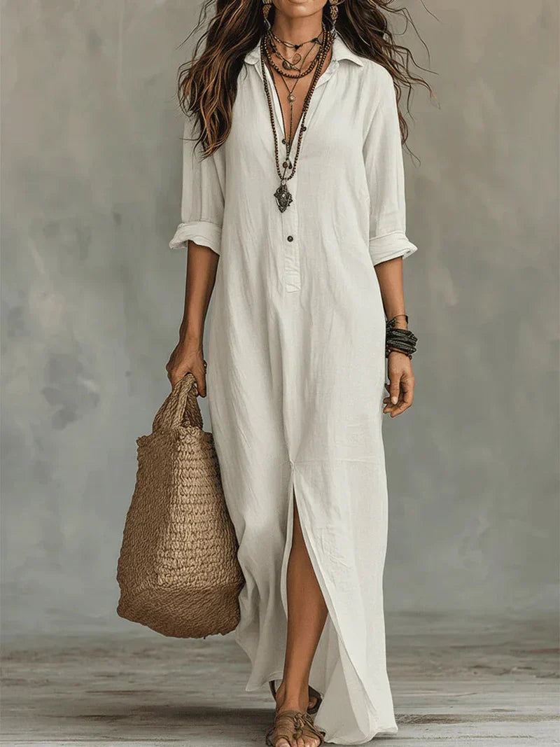 Eversley | Collared Button Detail Maxi Dress