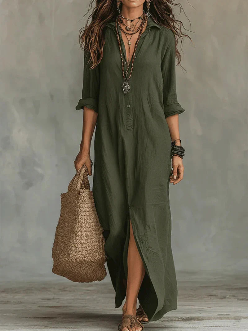 Eversley | Collared Button Detail Maxi Dress