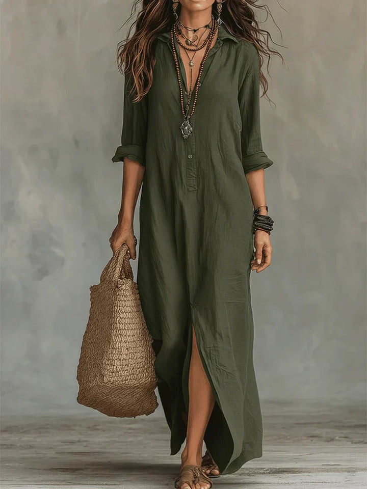Eversley | Collared Button Detail Maxi Dress