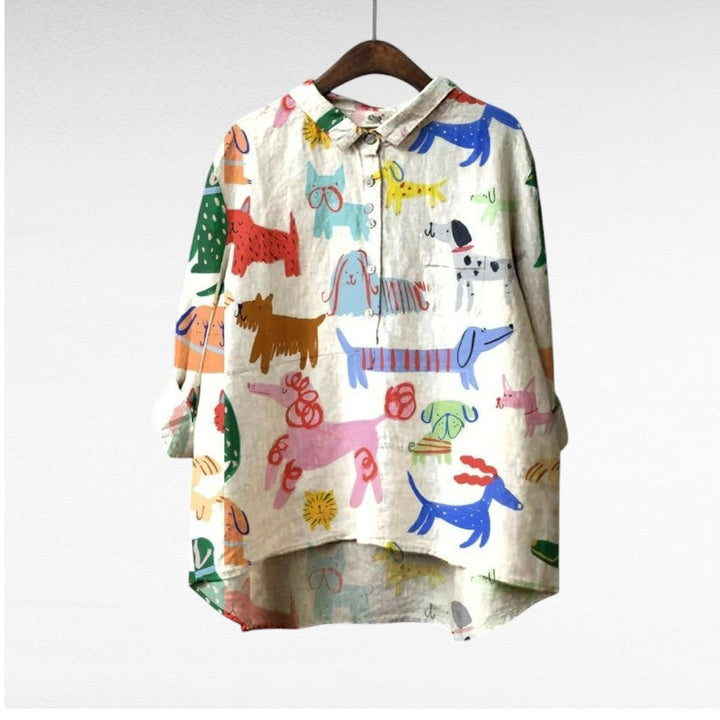 Tivor | Elegant Blouse with Dog Pattern