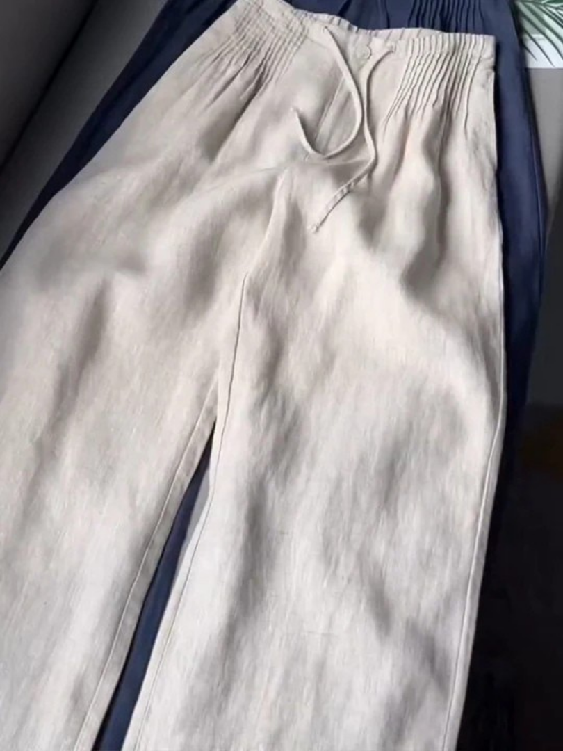 Lorena | Wide-Leg Pants in Cotton–Linen Blend