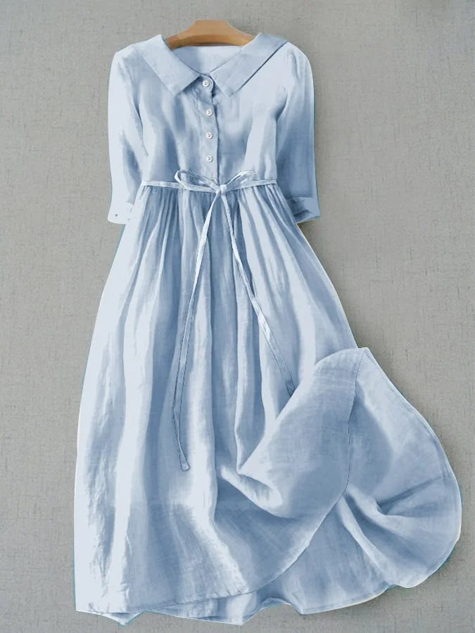 Elora | Elegant Short-Sleeve Dress with Waist Ties