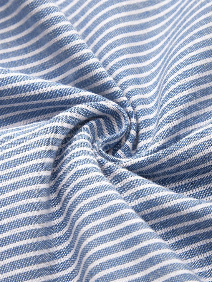 Athena | Striped Cotton Midi Dress with Relaxed Elegance