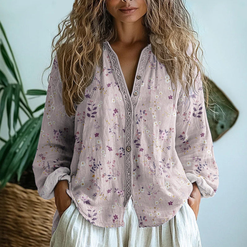Soriel | Vintage Blouse with Leaf Print