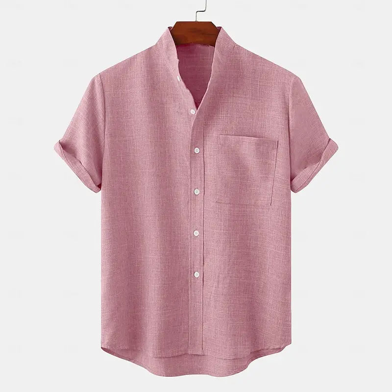 Bramwell | Men’s Linen Grandad Collar Shirt