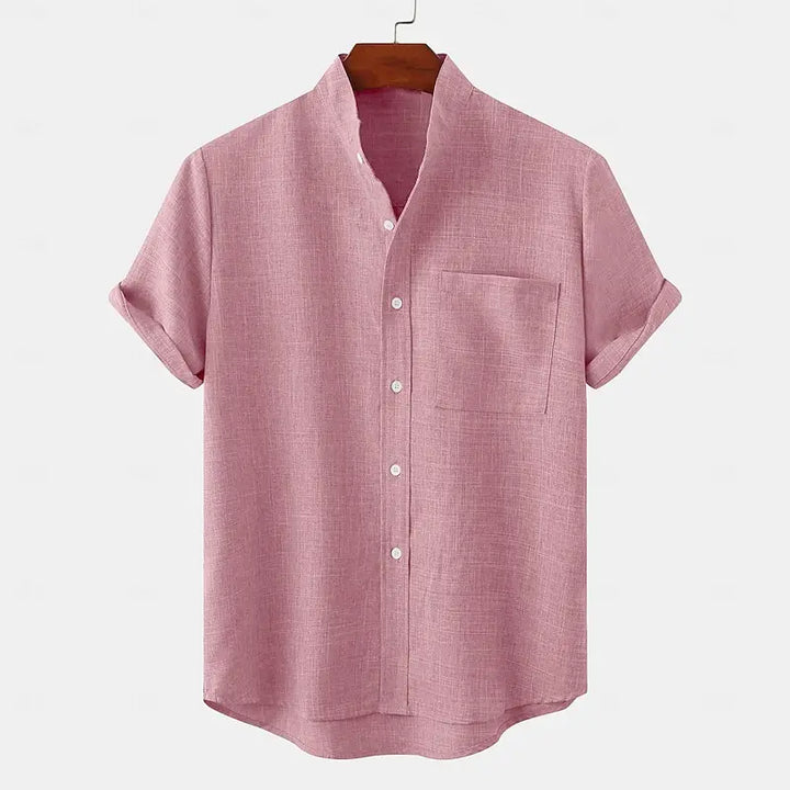 Bramwell | Men’s Linen Grandad Collar Shirt