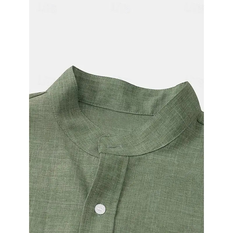 Bramwell | Men’s Linen Grandad Collar Shirt