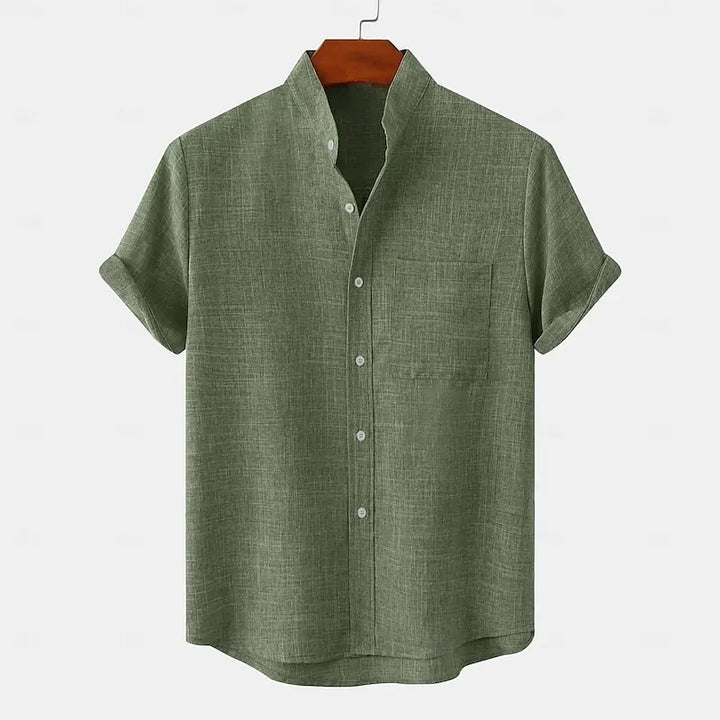 Bramwell | Men’s Linen Grandad Collar Shirt