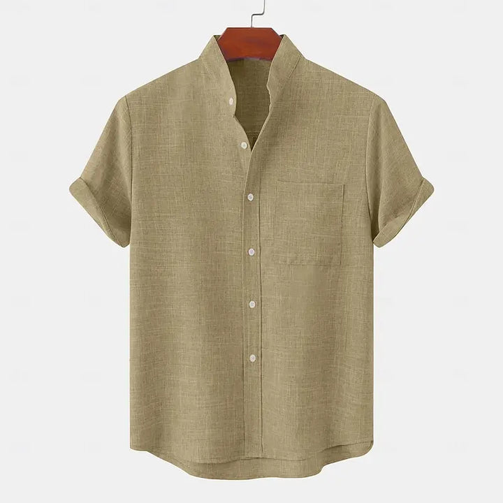 Bramwell | Men’s Linen Grandad Collar Shirt