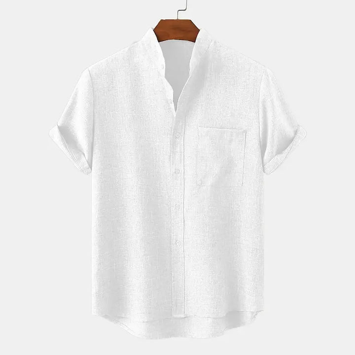 Bramwell | Men’s Linen Grandad Collar Shirt