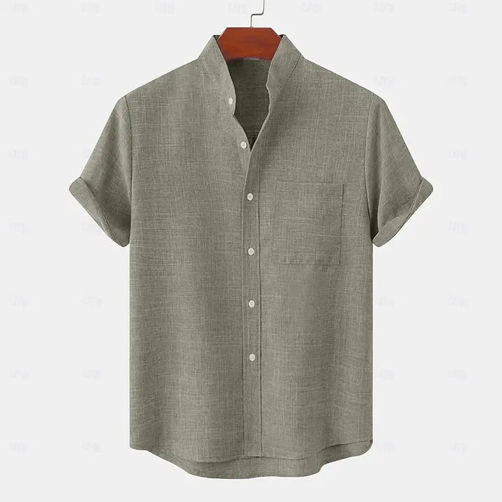 Bramwell | Men’s Linen Grandad Collar Shirt