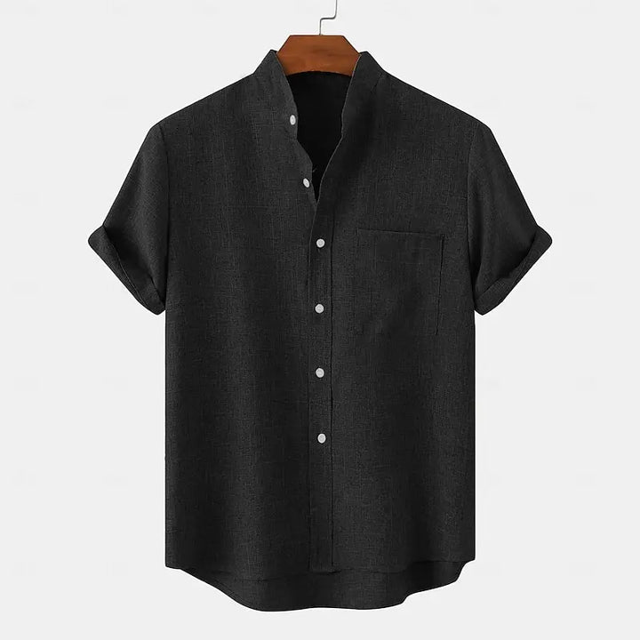 Bramwell | Men’s Linen Grandad Collar Shirt