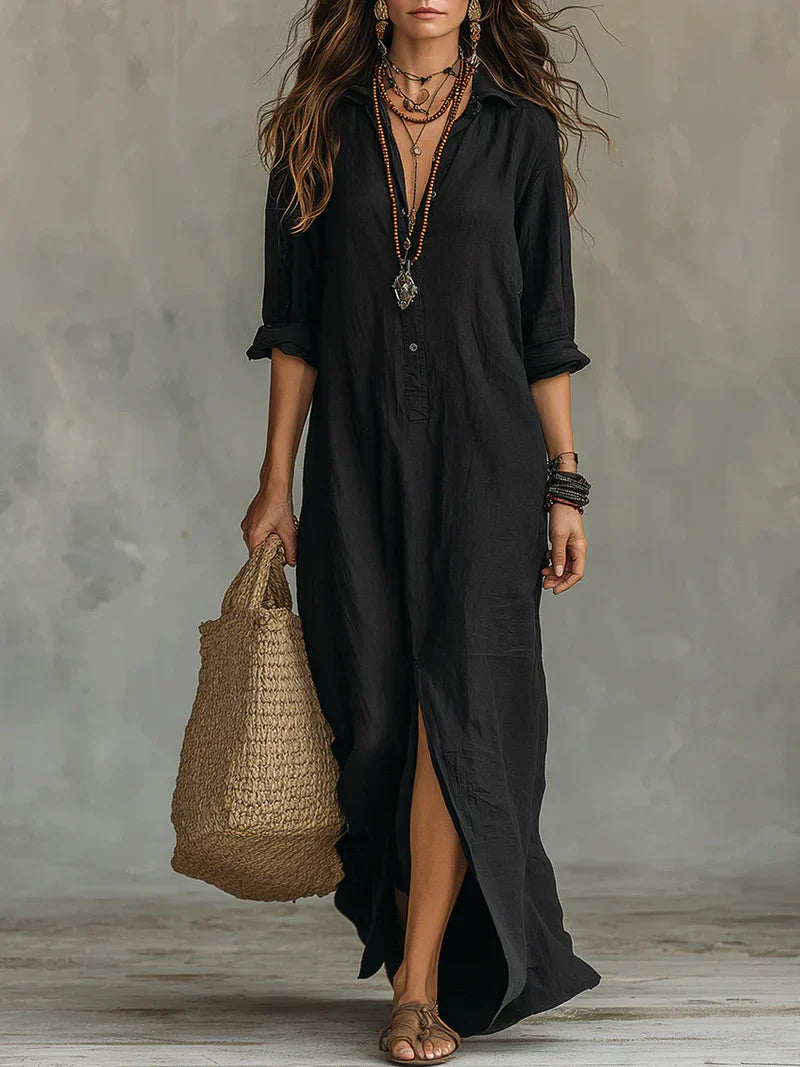 Eversley | Collared Button Detail Maxi Dress