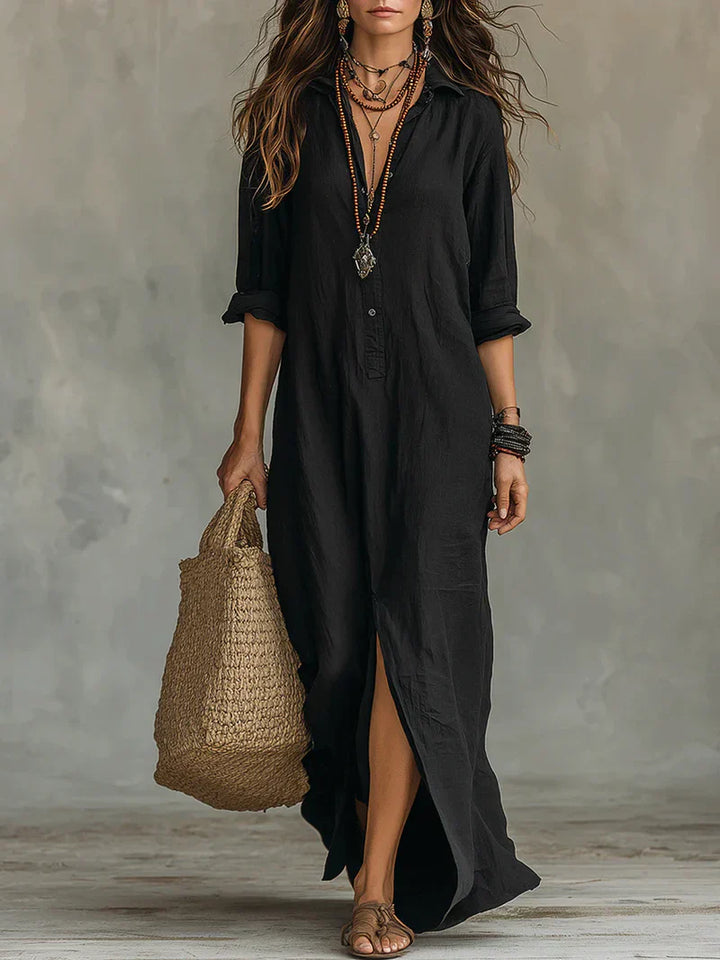 Eversley | Collared Button Detail Maxi Dress