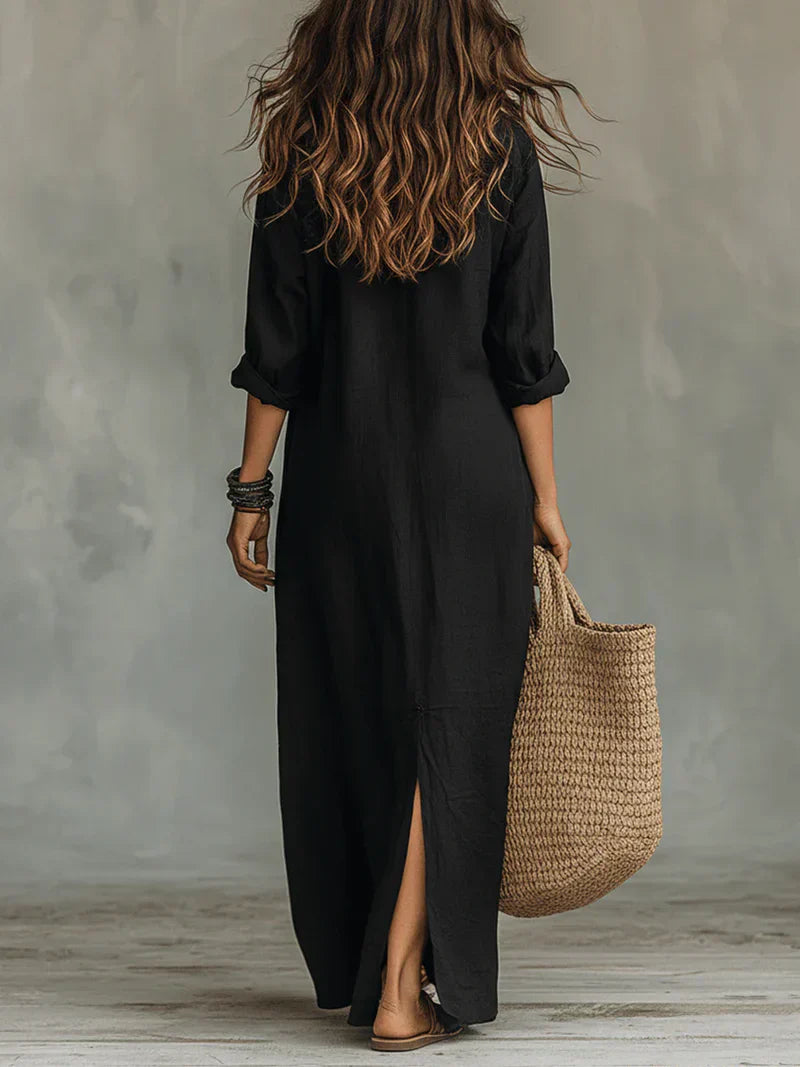 Eversley | Collared Button Detail Maxi Dress