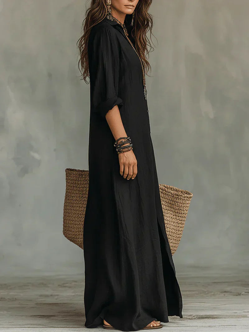 Eversley | Collared Button Detail Maxi Dress