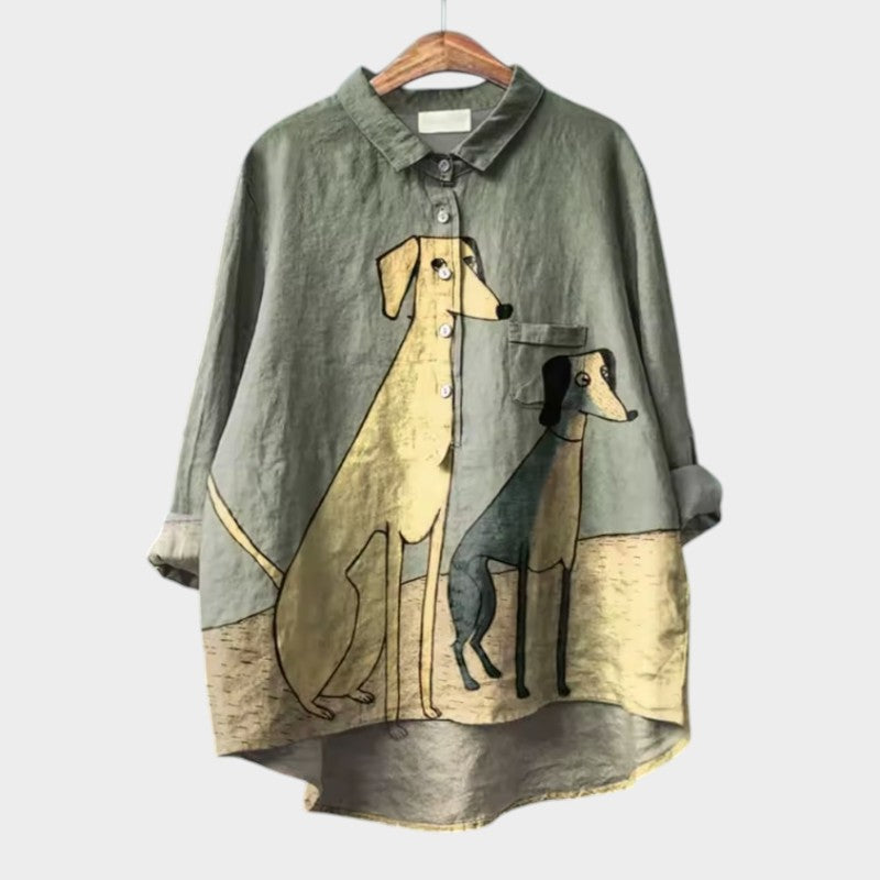 Tivor | Elegant Blouse with Dog Pattern