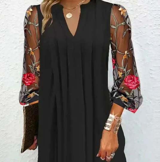 Isolde | Elegant Dress with Embroidered Sleeves